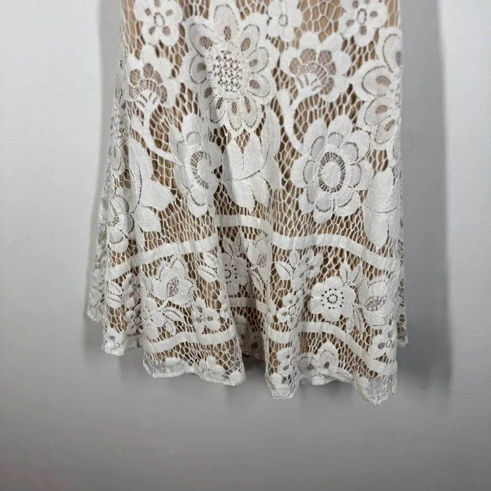 For Love & Lemons White Lace Fit Flare Sleeveless Dress Lined Boho Festival XS - Picture 5 of 15